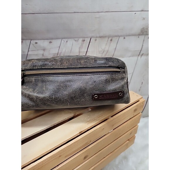 Fossil Genuine Classic Leather Travel Toiletry Bag Brown Multi Zip Compartments - Picture 8 of 16